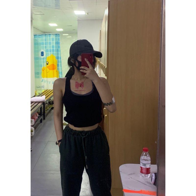 

Black Cover Supernumerary Breast Slim-Fit Underwear Top H-Shaped Sling Black XS