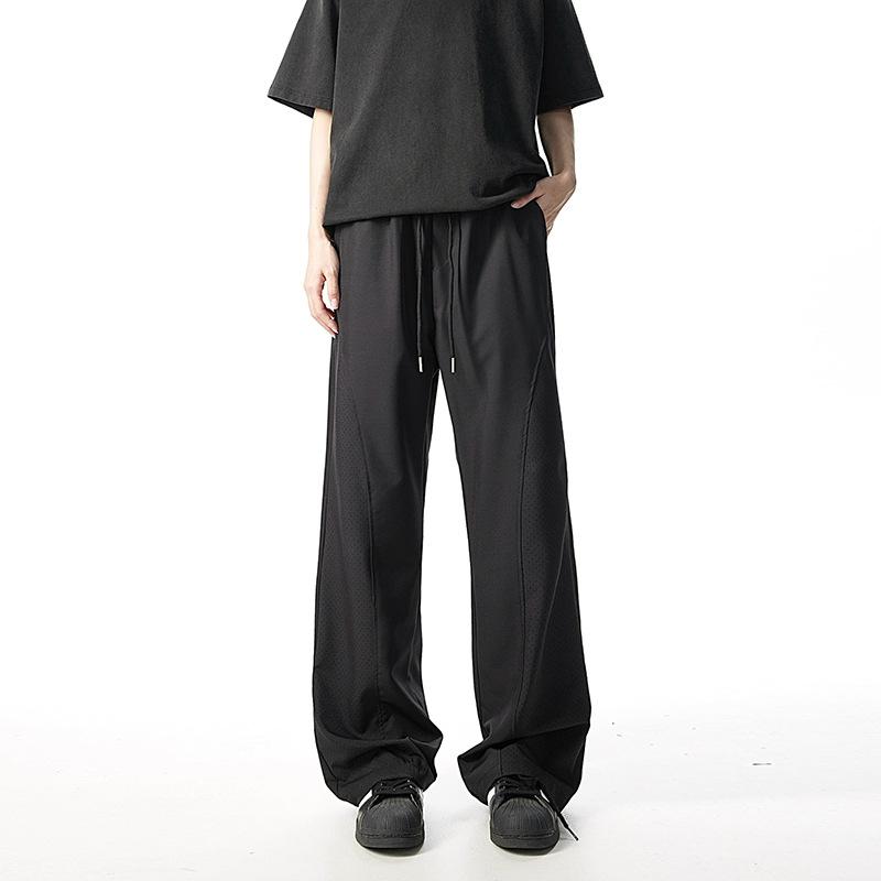 Laser Mesh Breathable Shock Pants Men's Summer Light and Thin American Functional Quick-drying Loose Straight Wide-leg Trousers