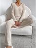 European & American Autumn/Winter Two-Piece Set: V-Neck Ribbed Knit & Casual Straight-Leg Pants