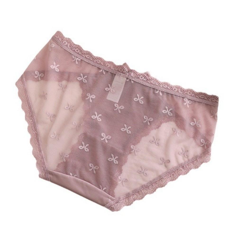 Low Waist Underwear for Women Bow Mesh Flower Briefs Comfortable Lace Panties  Girl