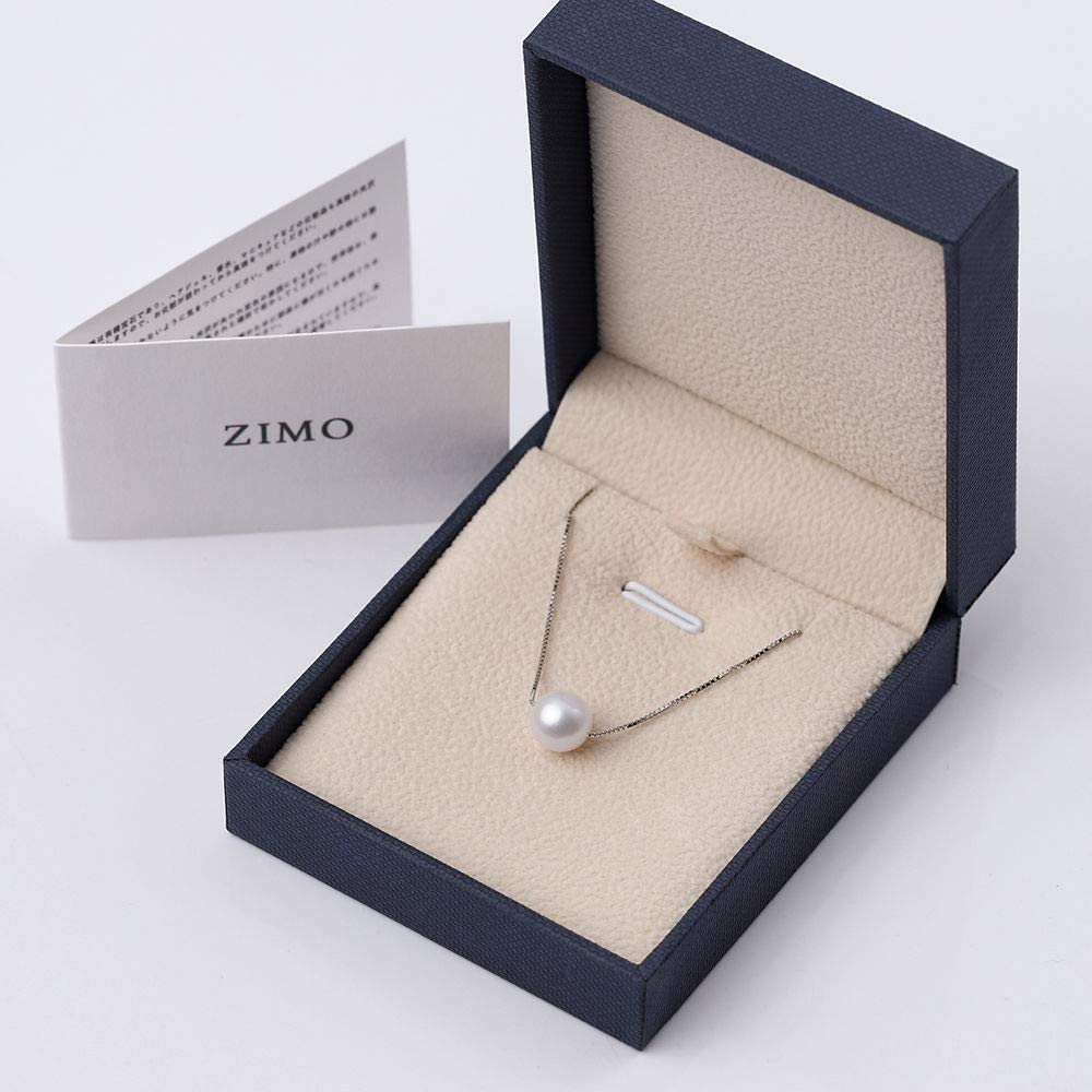 [ZIMO] White Pearl Chain Necklace with 925 Sterling Silver Accessories, Single Freshwater Pearl Pendant
