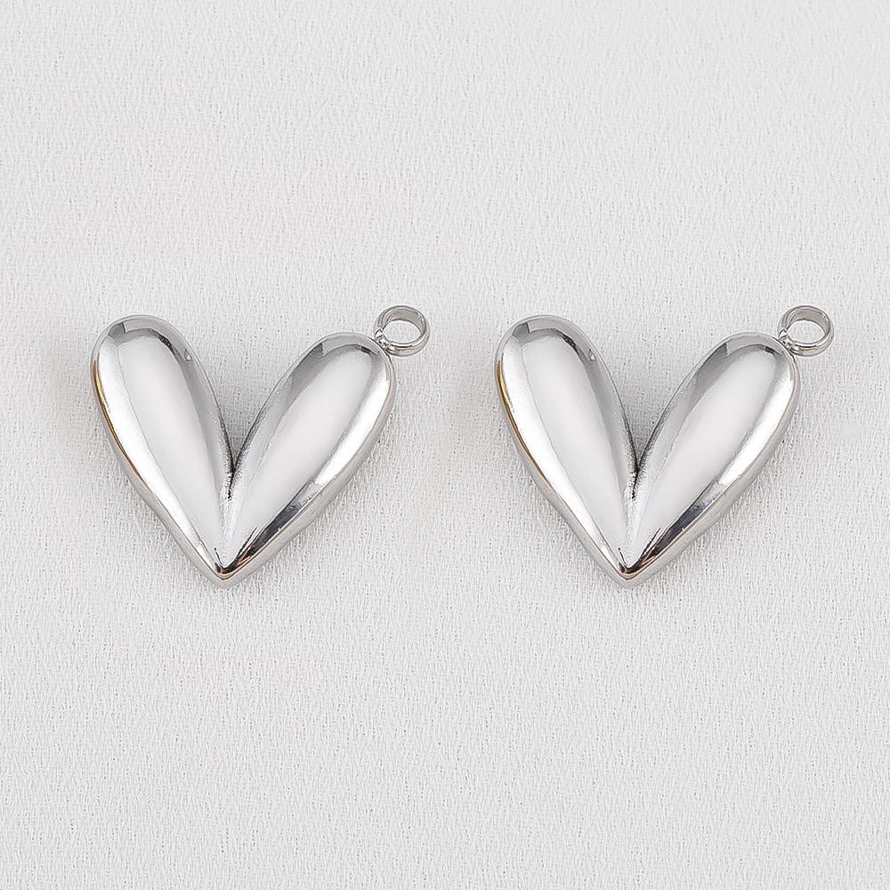 5pcs Stainless Steel Double Hole Love Heart Charms Gold Plated Hearts Pendant for DIY Jewelry Findings Necklace Earring Supplies