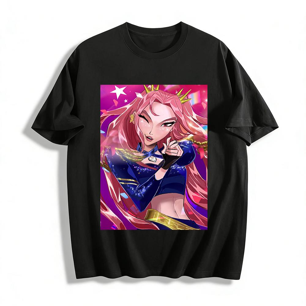 Cool Street Style Pink-haired Queen Print Crop Top Slim Fit Trendy Short Top For Women Pure Cotton T-shirt
