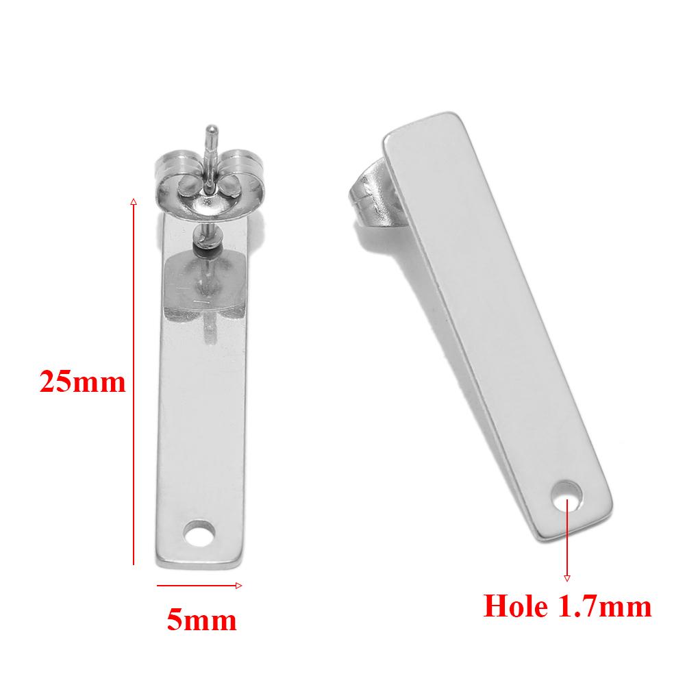 

10pcs 18k Gold Stainless Steel Long Rectangle Stud Posts for DIY Fashion Earrings Making Exaggerated Jewelry Findings