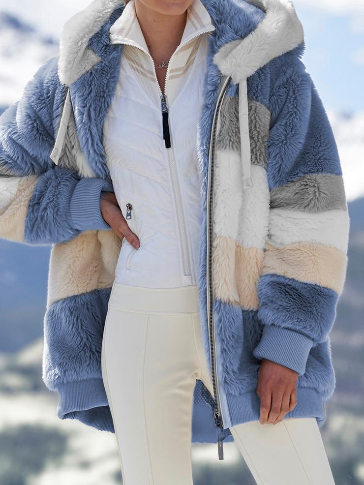 Women's Multi-Color Loose Plush Hooded Jacket for Autumn/Winter 2026