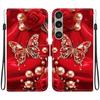 Handmade PU Leather Flip Case for Sony Xperia 1 VI Anti-Slip Shockproof Cover with Wrist Strap & Heart/Rose Cat Designs