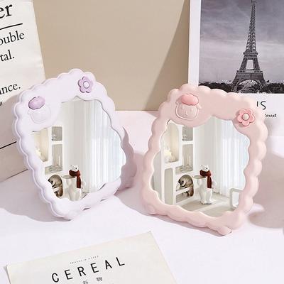Personalized Cartoon Desktop Stand Mirror Folding Kawaii Makeup Mirror Cute Sheep Beauty Vanity Mirror Bedroom