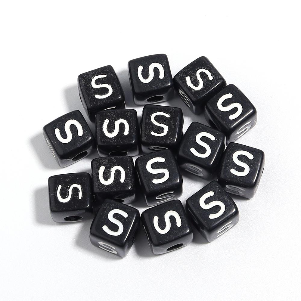 50-100 Stück Schwarze Acryl Buchstabenperlen A-Z Alphabetperlen Würfel Abstandshalterperlen Für DIY Armband Halskette Schmuckherstellung Zubehör