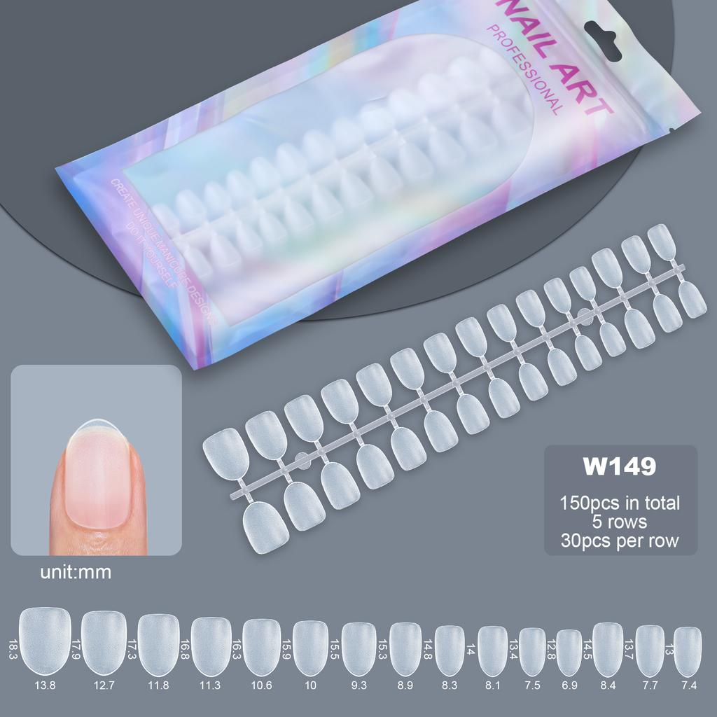 150pcs Short Matte False Nails Full Cover Coffin Square Almond Press On False Nails Soft Gel Nail Tips Manicure Extension Tools