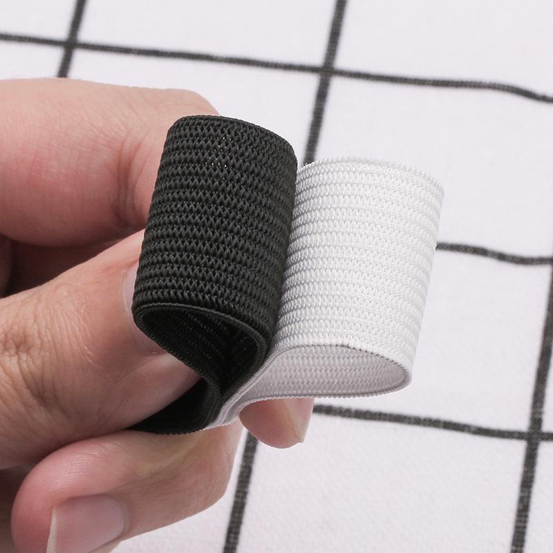 Bandă elastică plată lată groasă - Strat dublu, elasticitate ridicată în alb și negru