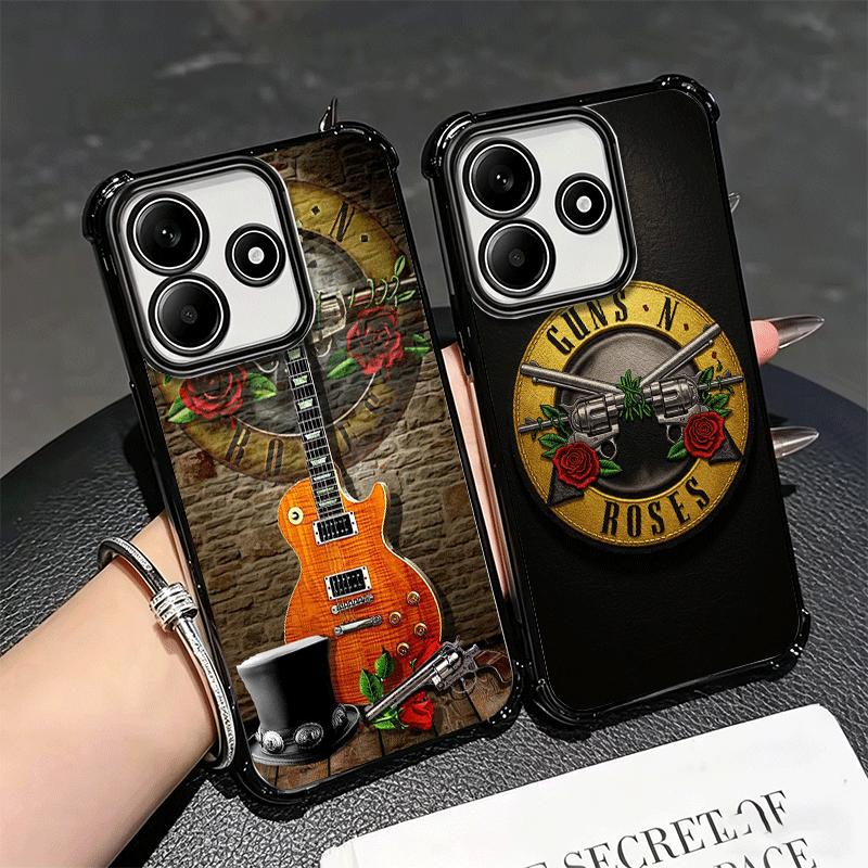 Band G-Guns N R-Roses Plating Phone Case For Xiaomi Redmi Note 14 15 Pro Plus 13 12 11 11S 11T 10 9S 9 5G Anti-Fall Airabag Cove