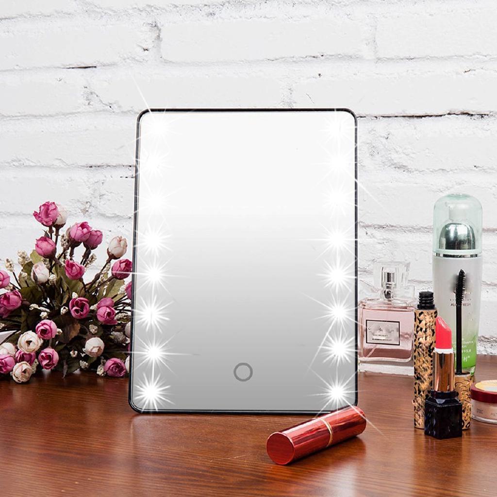 Espelho de Maquilhagem com Luz LED Lâmpada Espelho Cosmético Portátil com Ecrã Tátil Beleza Mesa de Toucador de Mesa Espelhos de Suporte Novo