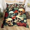 Sugar Skull Duvet Cover Scary Skeleton Comforter Cover Queen Twin Size For Adults Teen Halloween Decor Gothic Skull Bedding Set