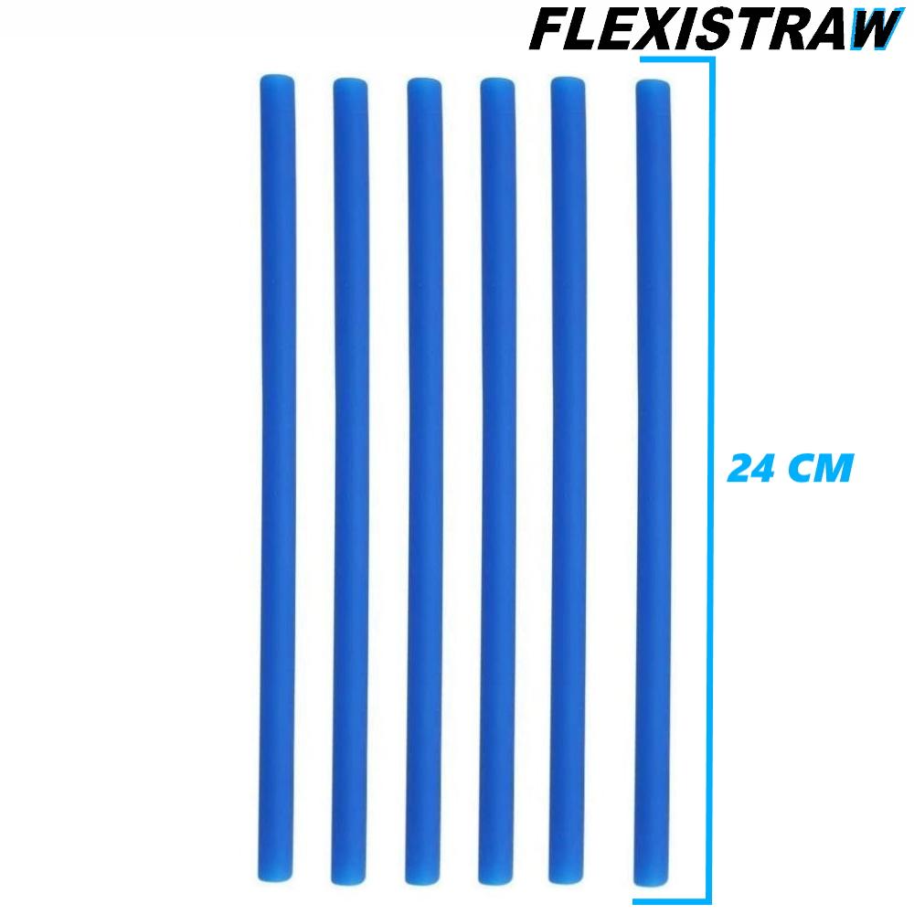 FLEXISTRAW Brčka Silikonová brčka Opakovaně použitelná Modrá s krabičkou [Sada 6 kusů]