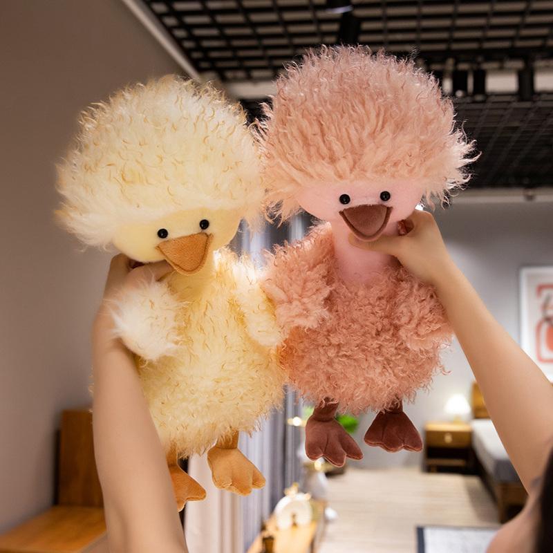 Curly Plush Toy Hair Yellow Duck Stress Reducing Doll Short Plush Pp Cotton Gift