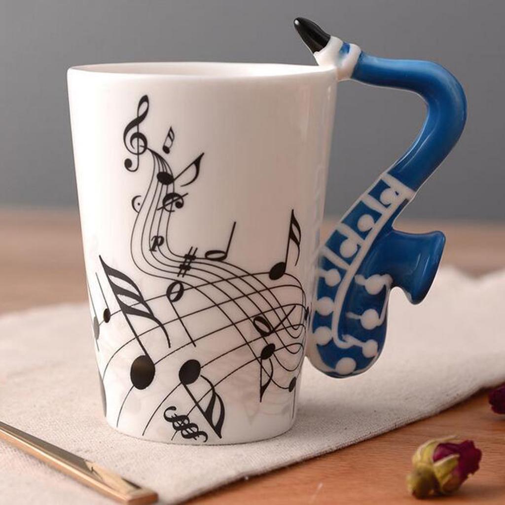 Tazza Musicale In Ceramica 350ml - Design Chitarra, Pianoforte O Violino - Regalo Per Musicisti