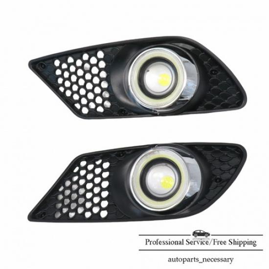 For Mercedes Benz W204 C230 C300 C350 LED Bumper Fog Lights W/ Cover Angel Eye