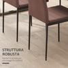Set of 4 Padded Chairs for Living Room or Dining Room, Modern Kitchen Chairs, in Metal and Khaki Fabric