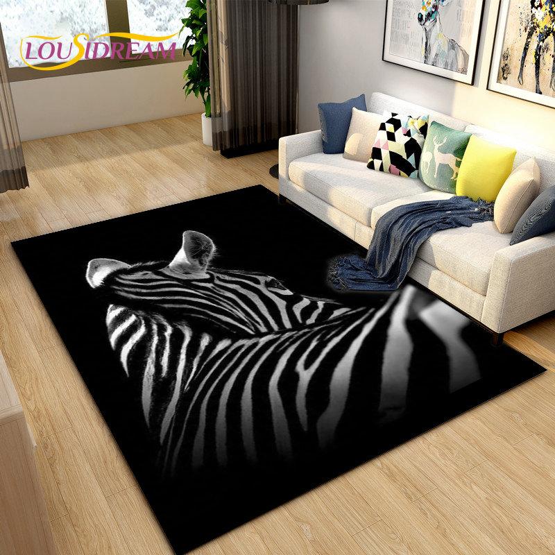 Wild Animal Zebra Area Rug Large,Carpet Rug for Living Room Bedroom Kitchen Doormat Decoration,Children Play Non-slip Floor Mat
