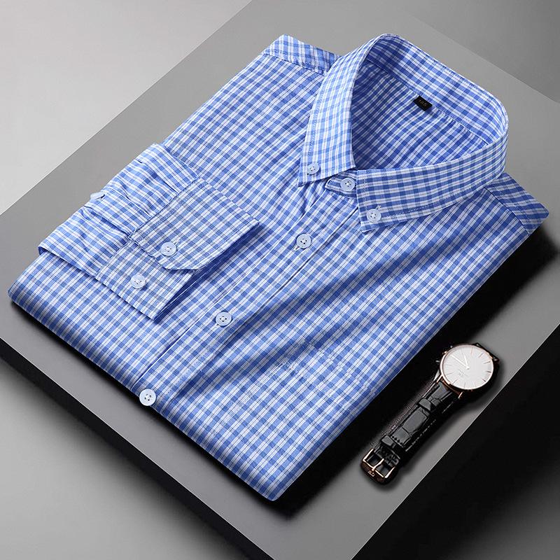 

Men s Plus Size Long Sleeve Casual Plaid Shirt Size: 195cm/129kg синий