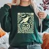 Halloween Crow Pumpkin Sweatshirt Jack O Lantern Floral Halloween Hoodies Women Crewneck Sweatshirt Long Sleeve Casual Pullover