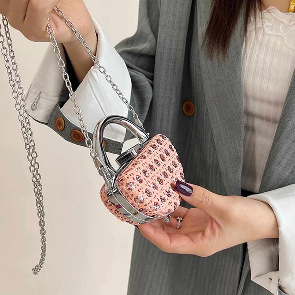 Luxury Mini Crossbody Bag Shinny Metal Lipstick Bag New Trendy Evening Clutch Bag  Woman