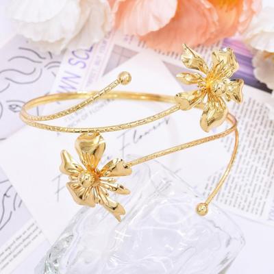 Hollow Out Open Arm Bangle Adjustable Armband Exquisite Gold Jewelry  Hand Jewelry