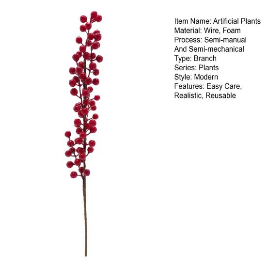 Artificial Red Berry Pick Christmas Holly Berries Stem Faux Plants Foam Berries Branch Xmas Holiday Wedding Party Home Decoration