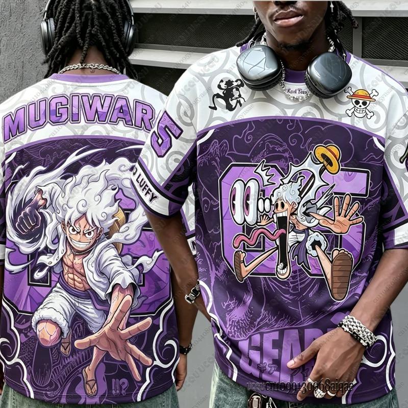 Summer New Anime One Piece Luffy Print T-shirts For Men Casual Harajuku Short Sleeve Tshirts Loose Sports Tshirt Man Clothes