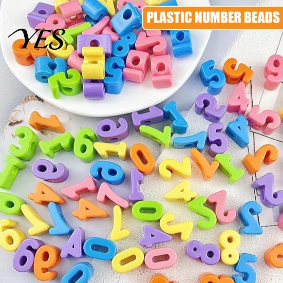 Large Hole Beads 5Pcs DIY Acrylic Bubble Number Beads, 0-9 Chunky Colorful Spacer for Crafting Projects