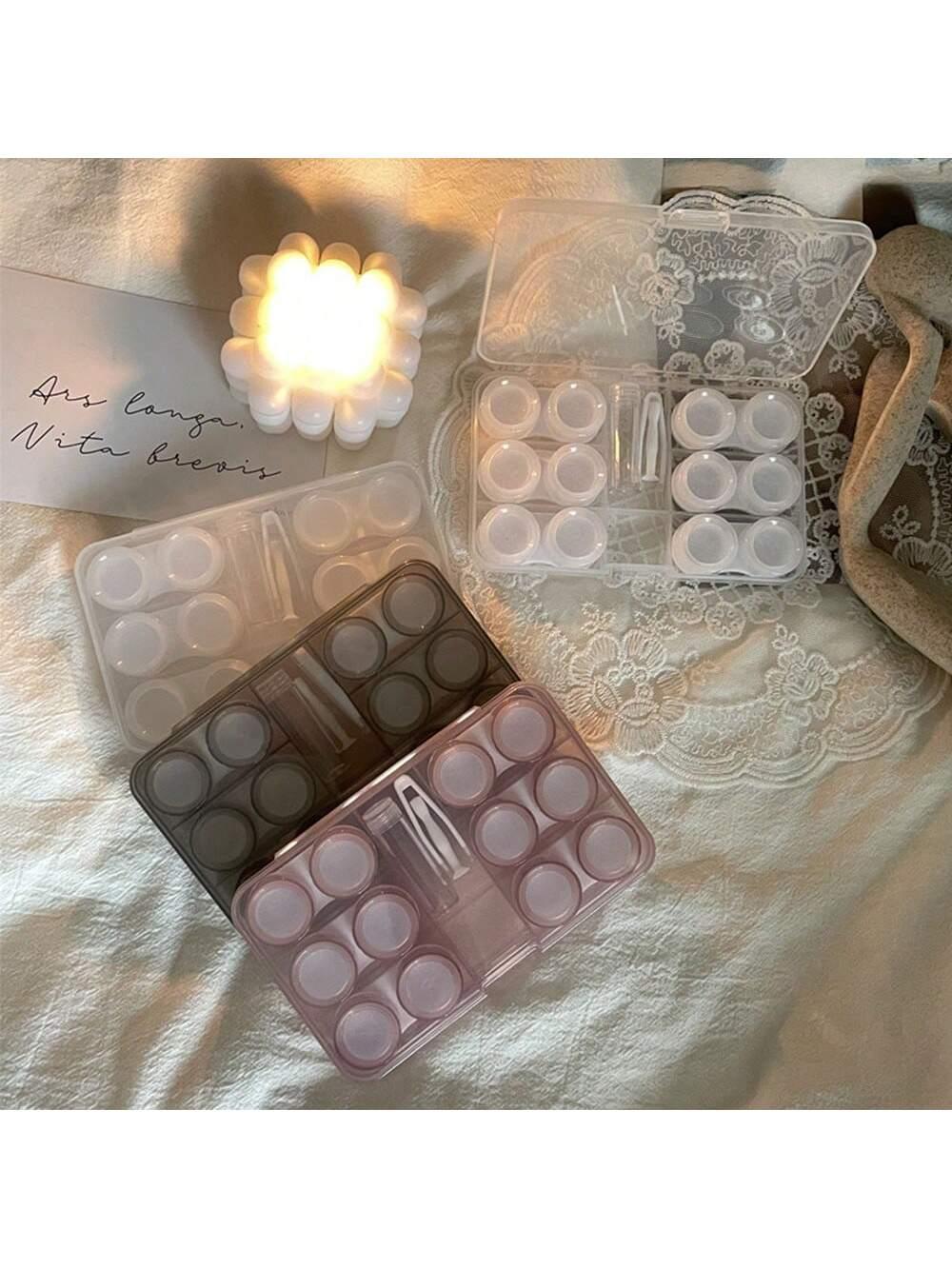 

Невидимый бокс для хранения очков, Набор дорожных контейнеров для линз, Портативный футляр с пинцетом и инструментом для снятия линз для путешествий, дома фиолетовый