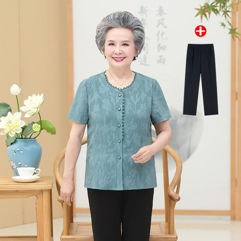 Completo Due Pezzi Estivo Donna Madre Camicia Manica Corta Abbigliamento Donna Estate Stile Occidentale