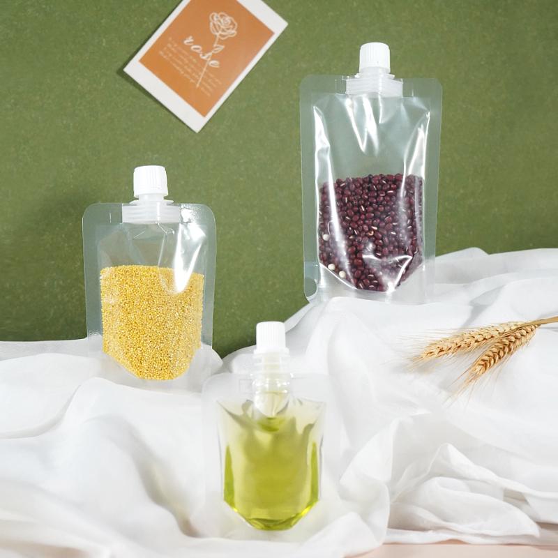 Large Transparent Spout Pouch for Cereal, Grain, Milk Tea, or Soy Milk Portioning and Sealing
