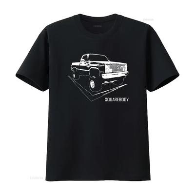 Klassischer LKW mit eckiger Karosserie Squarebody T-Shirt vintage Gewaschenes Oberteil für den Alltag Stylisches Grafik-Shirt Unisex Leicht modisch