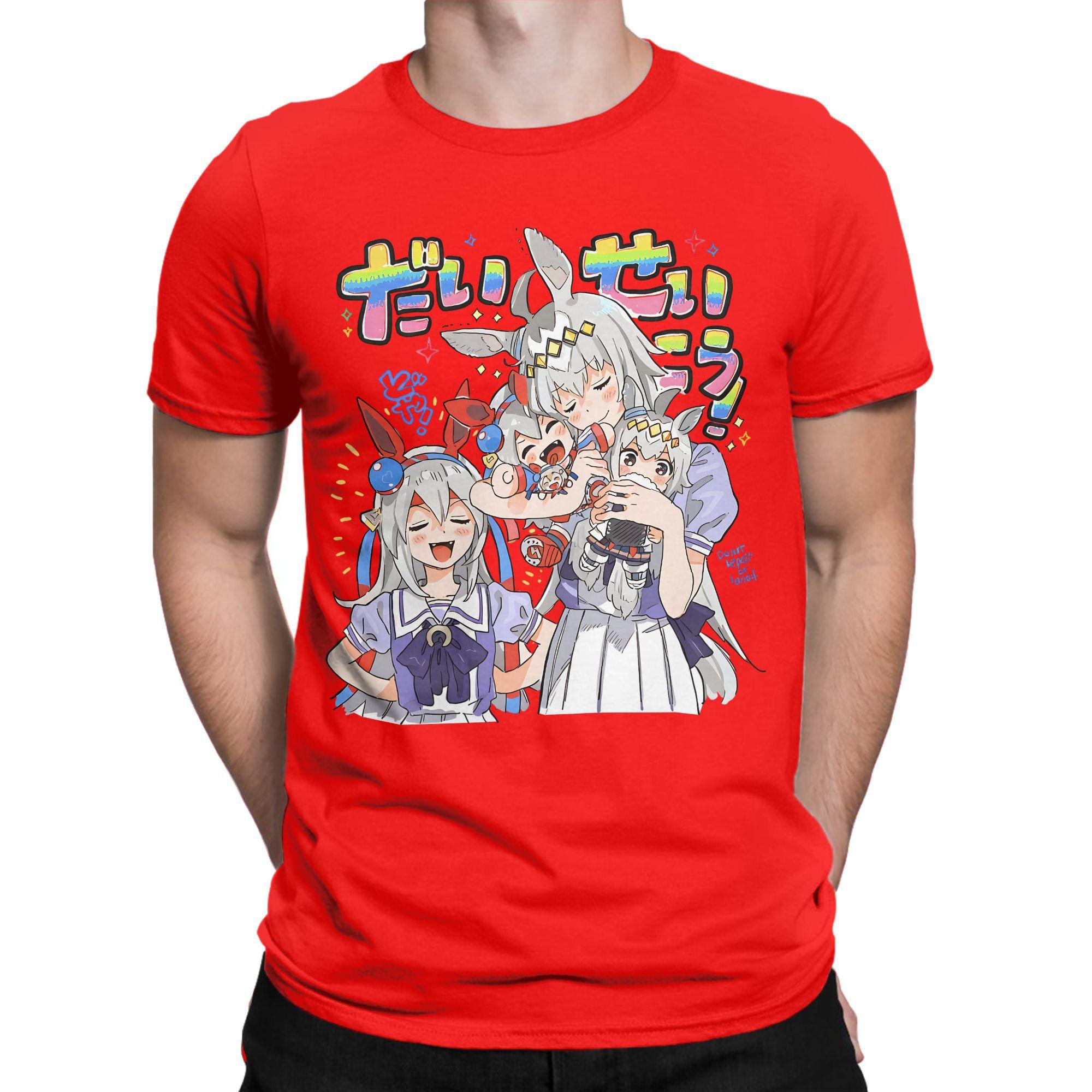 

Мужские футболки Uma Musume Pretty Derby Oguri Cap Повседневная футболка из 100% хлопка с коротким рукавом Футболка с круглым вырезом Одежда Лето S