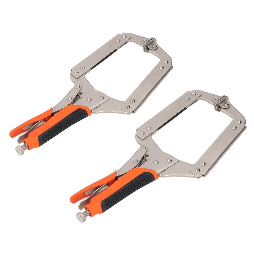 2Pcs Locking C Clamp Pliers Set Heavy Duty Woodworking Face Clamp with Rotating Pads for Welding