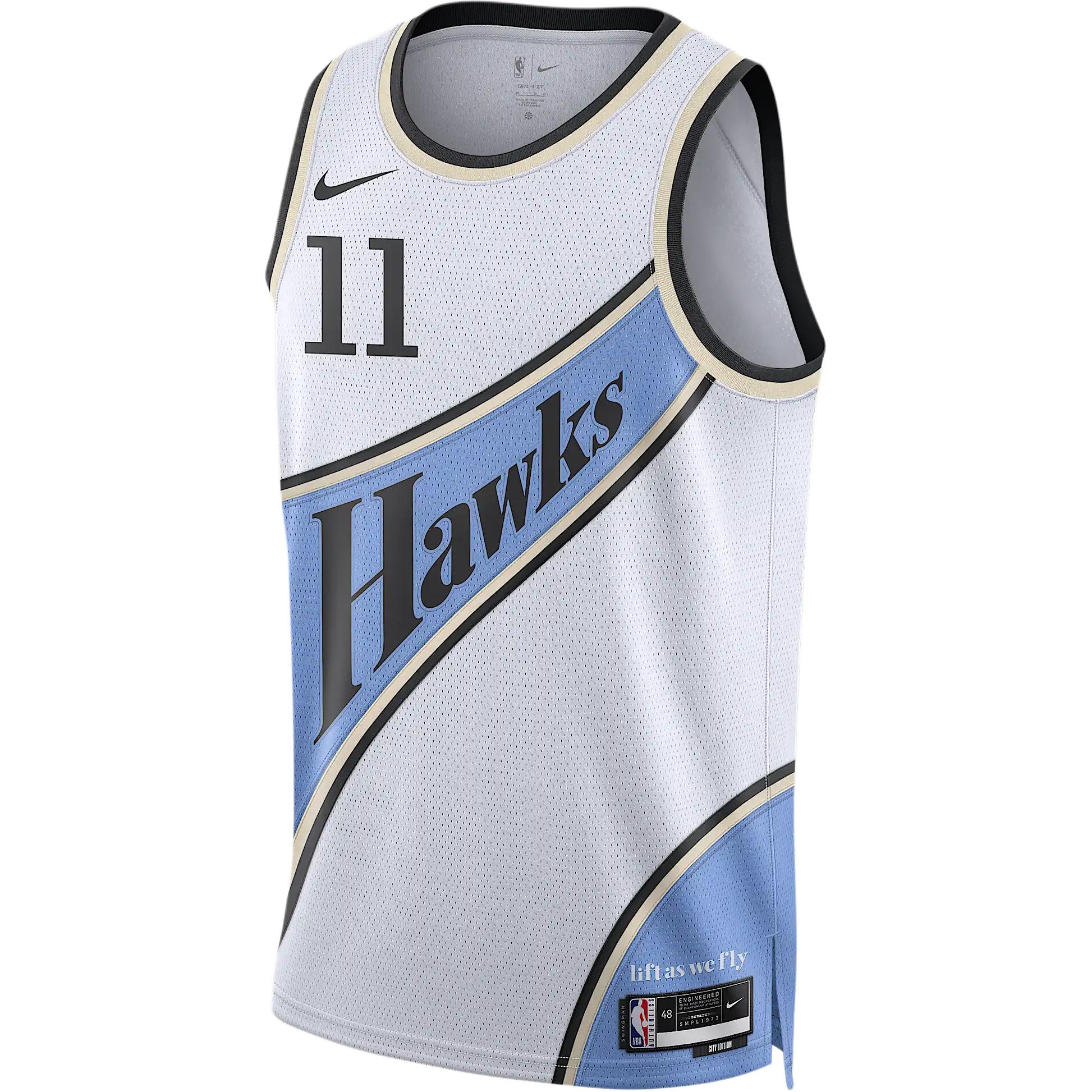 

New Nike Dri Fit FW24 Trae Young Basketball Jersey Men s White FQ4329-101 S(40)