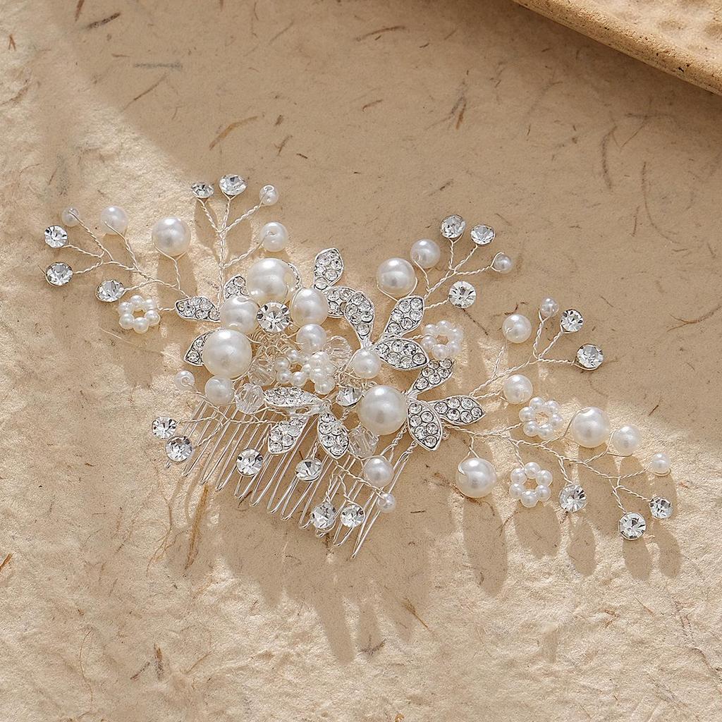 Handmade Pearl and Rhinestone Bridal Hair Comb - European & American Styles