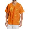 Men's Printing Short Sleeve V-neck Working Blouse Chest Pocket Carer Top