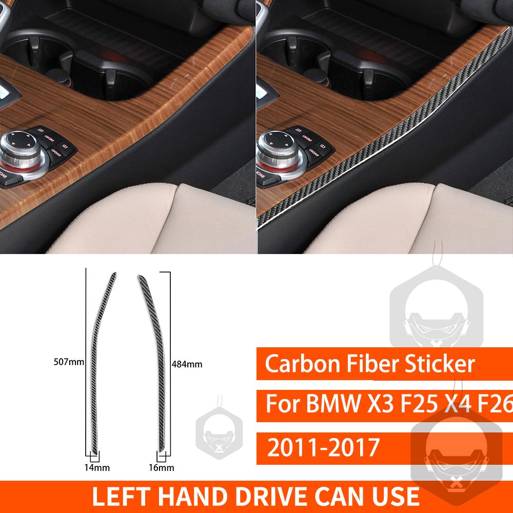For BMW X3 F25 X4 F26 2011 2012 2013 2014 2015 2016 2017 Center Console Trim Real Carbon Fiber Stickers Car Interior Accessories