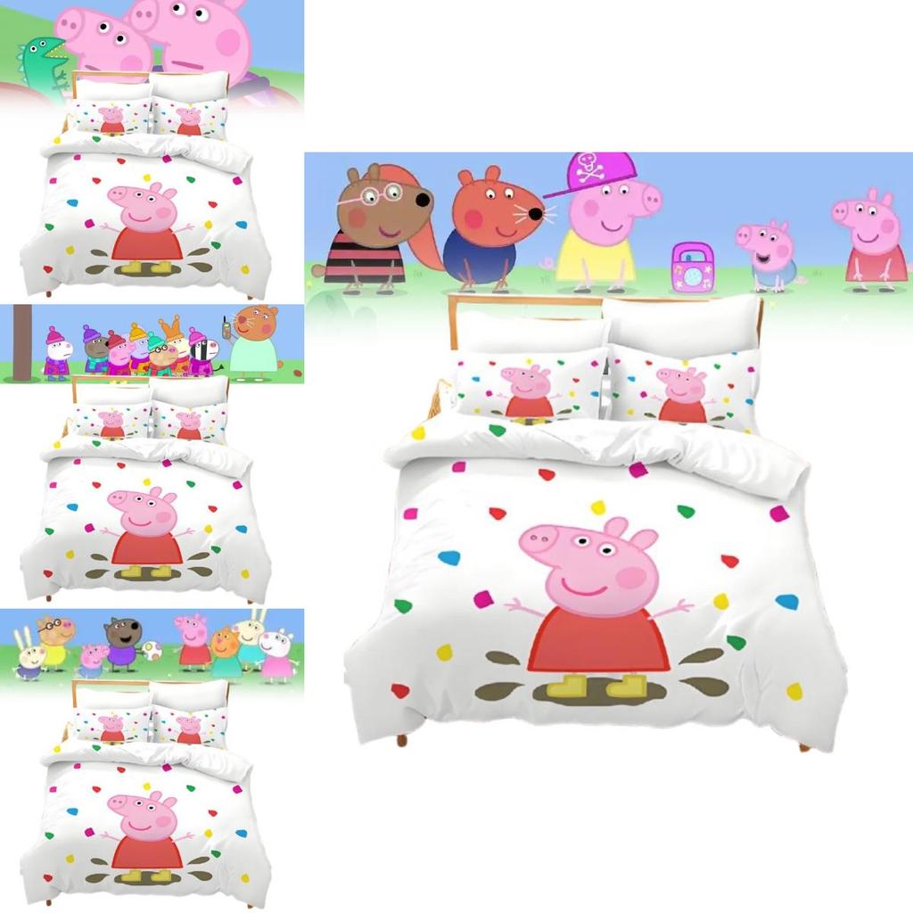 Kreslené povlečení Peppa Pig s digitálním potiskem a povlakem na přikrývku z prachového peří pro výzdobu ložnice