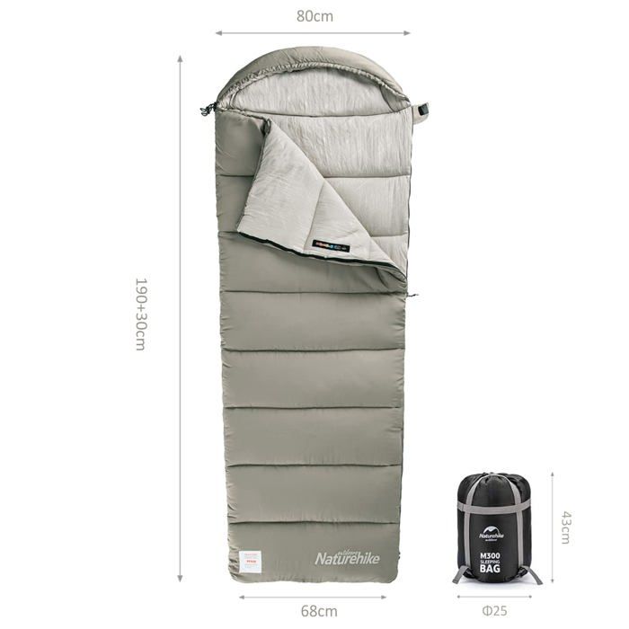 Sac De Couchage - NATUREHIKE - NH20MSD02 - Léger 1,5 Kg - Confortable 6°C - Rectangulaire 220x80 Cm