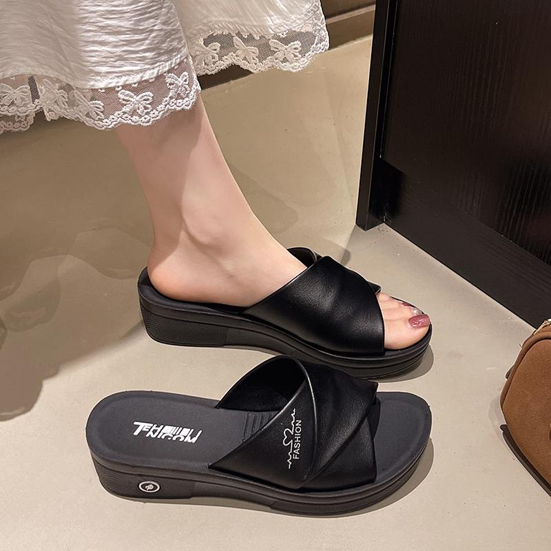 Fashion Designer Summer Ladies Slippers New Fashion Thick Sole Wedge Women's Sandals High Heel Sandal Open Toe Fish Mouth Shoes