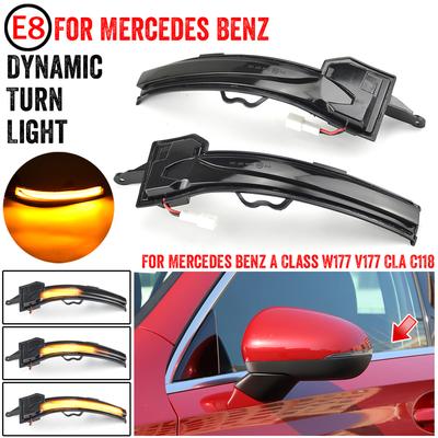 2pcs Amber For Mercedes Benz A Class W177    Car LED Dynamic Turn Signal Side Mirror Lamp Indicator Blinker Lights