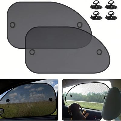 GISAEV Car Sun Shade UV Protection - Front/Rear Window Mesh Curtain with Suction Cups, Summer Sunshade Visor for Side Windows