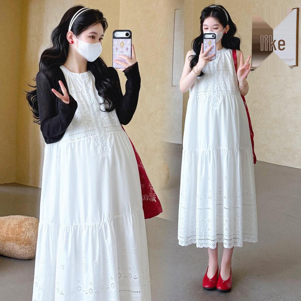 2026 Summer Korean Style Slimming Embroidered Dress