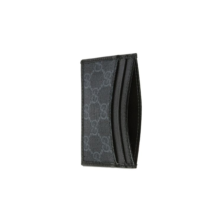 Gucci GG Canvas Leather Interlocking G Card Holder Black Gray Daily Travel 673002-92TCN-1000