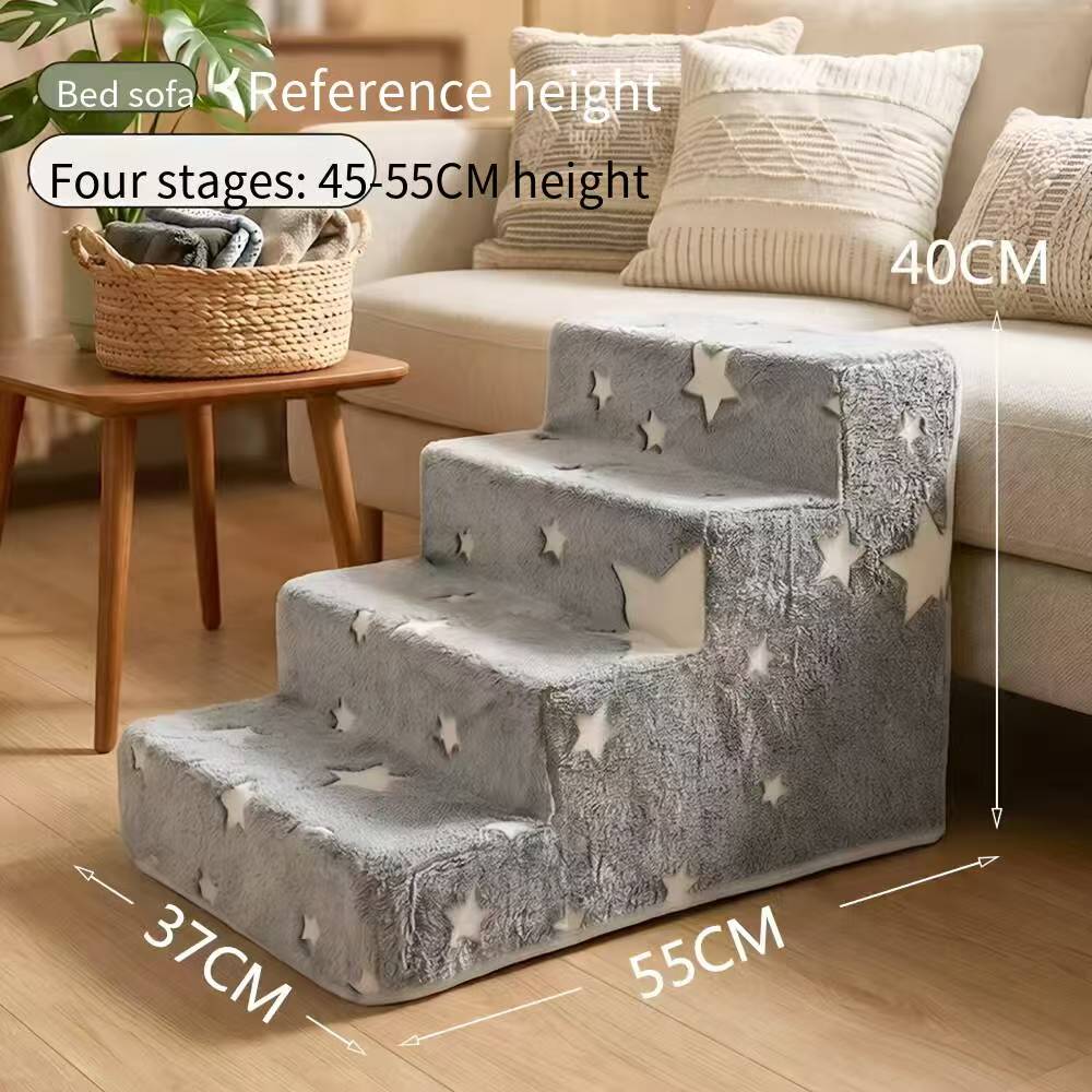 3/4 Noctilucent Star Shape Pets Steps Foam Dogs Secure Stairs Ramps Non-Slip Pet Steps for Protect Older Dogs Pet Sofa Bed Ladde