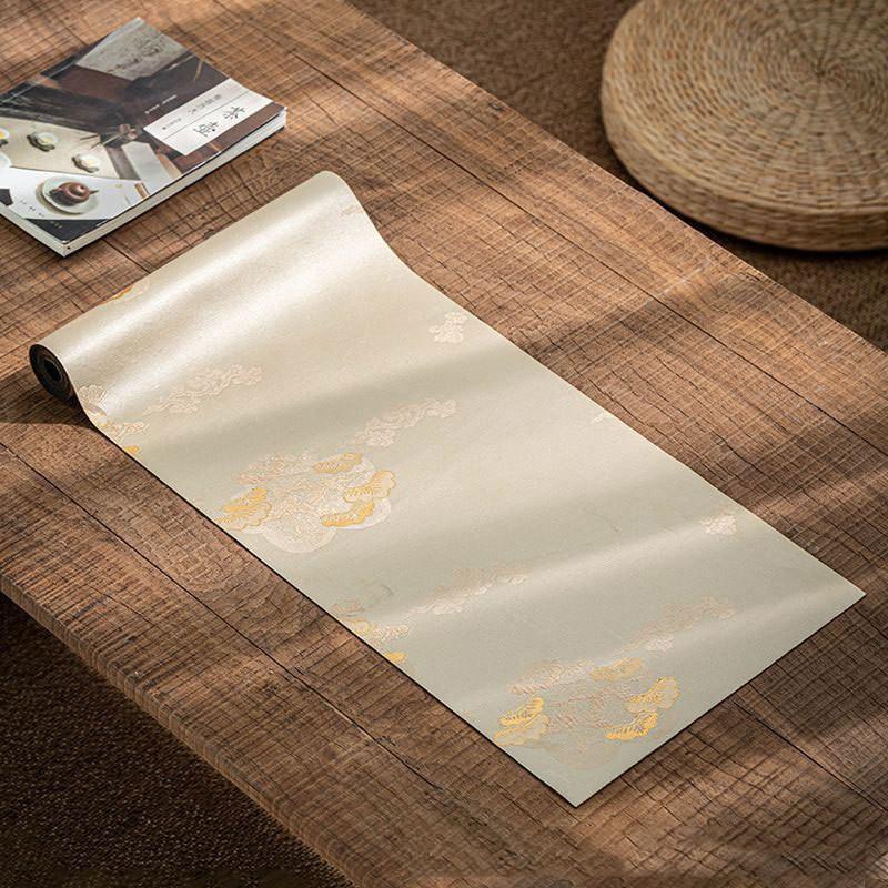 

New Chinese Zen Style Tea Mats High-end Light Luxury Tea Ceremony Tablecloths Retro Jacquard Woven Brocade Cloud Pine Tea Flags 28x120cm бежевый