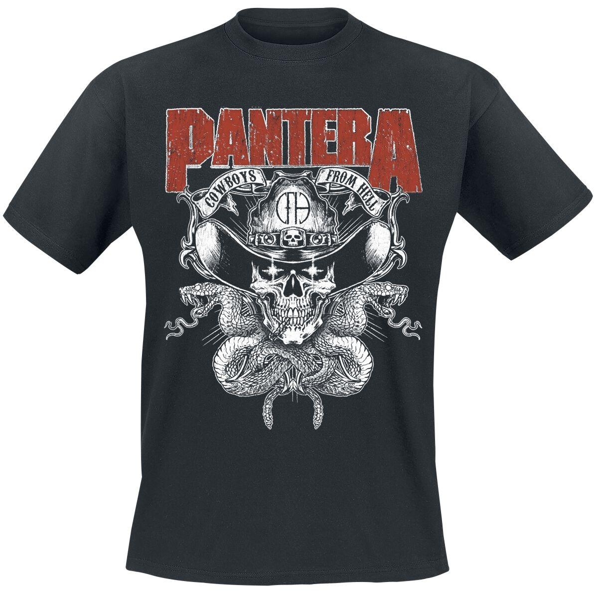 

Crew Neck T - Shirt with Metal Culture Creative - Inspired Graphic Featuring Pantera Cowboys From Hell Skull Snake Art for Fans 4XL